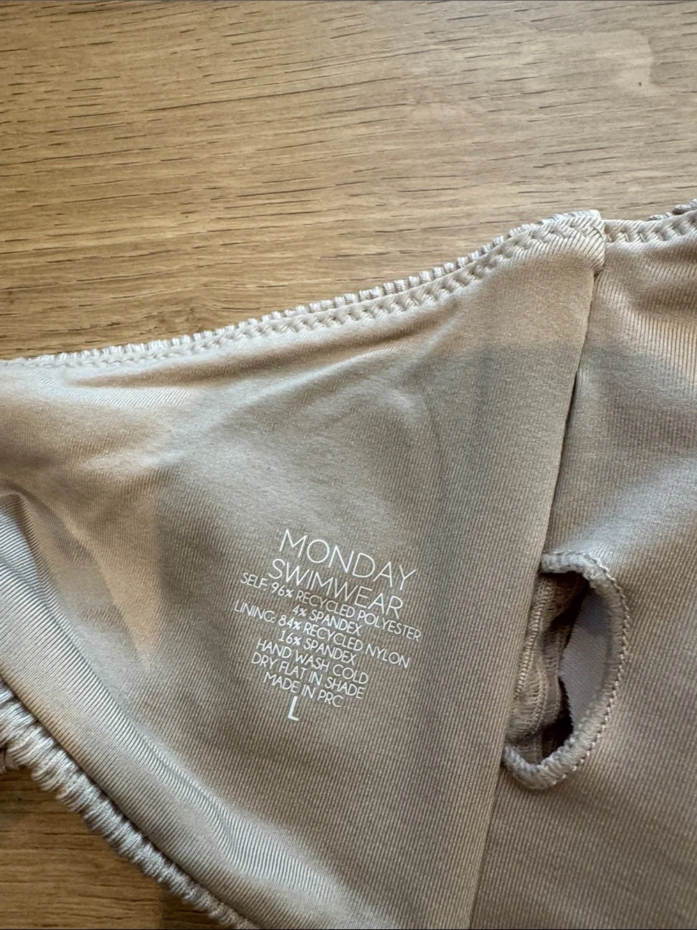 NWT Monday Swimwear Costa Rica Bandeau Bikini Top in Oatmeal Crinkle